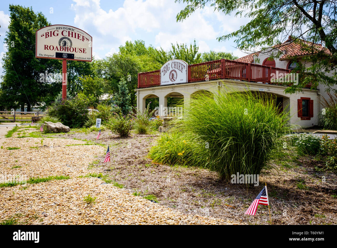 Historic Big Chief Roadhouse on U.S. Route 66 in Wildwood, Missouri, USA Stock Photo