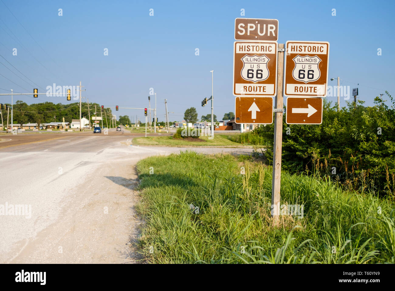 Historic Us Route 66 Official Traffic Sign In Illinois
