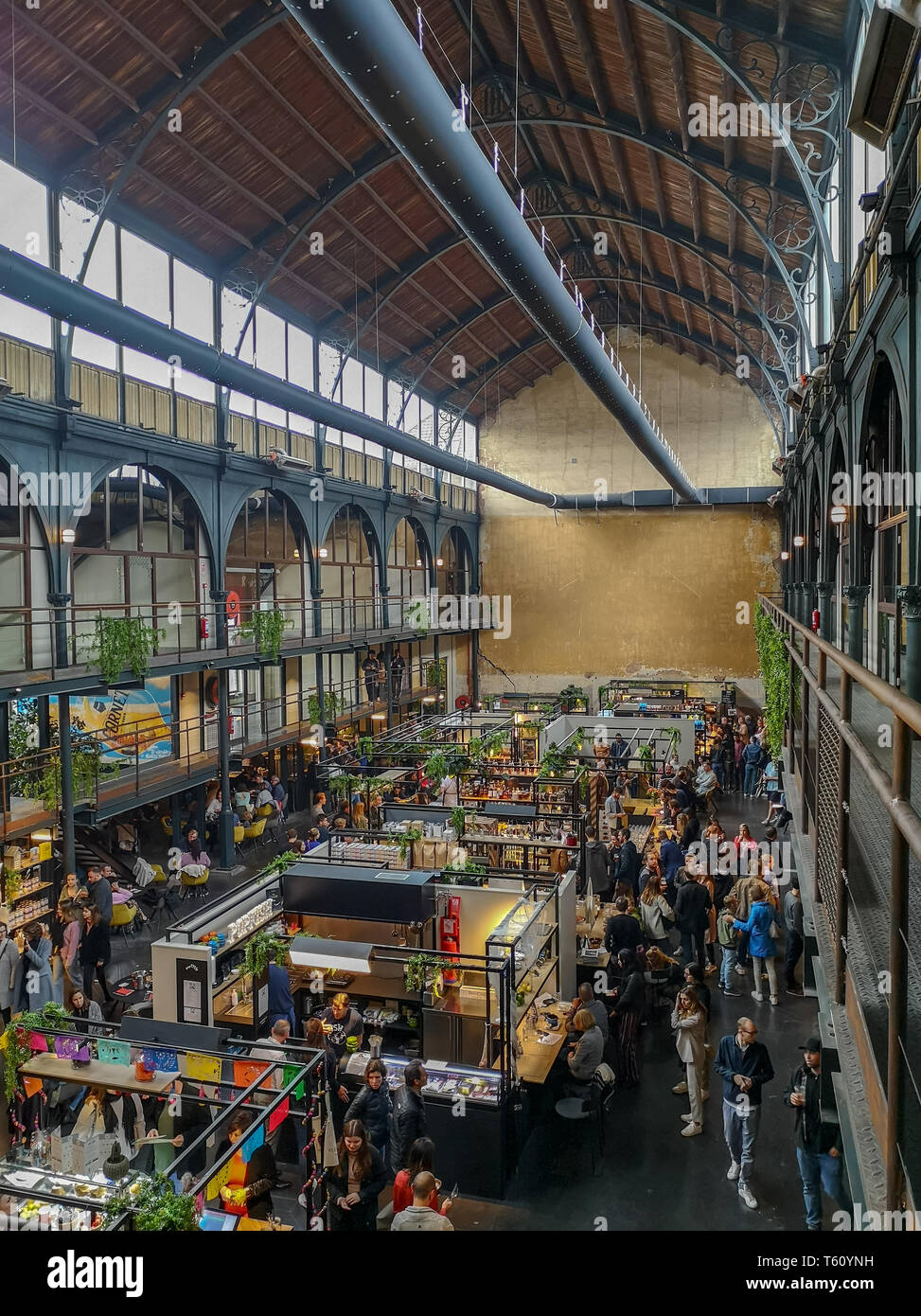 April 2019 - Mechelen, Belgium: The recently opened Smaakmarkt food markt in the old Vleeshalle in the city center of Mechelen Stock Photo