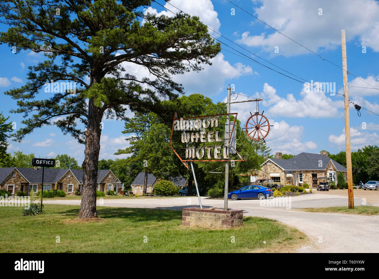 Classic Wagon Wheel Motel on historic U.S. Route 66 in Cuba, Missouri