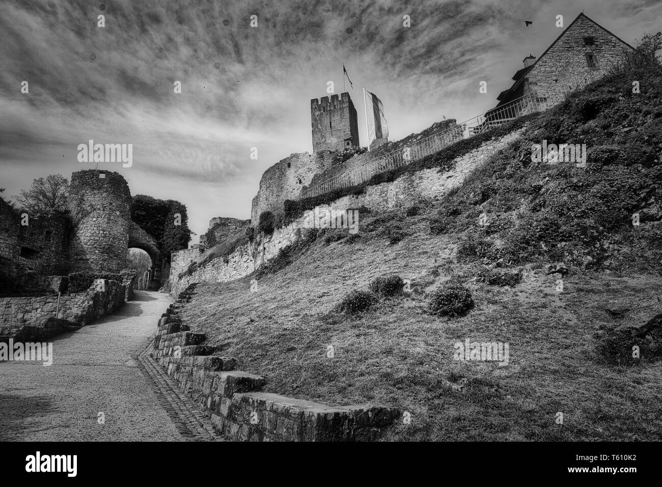 Old walls castle ruins in Black and White Stock Photos & Images - Alamy