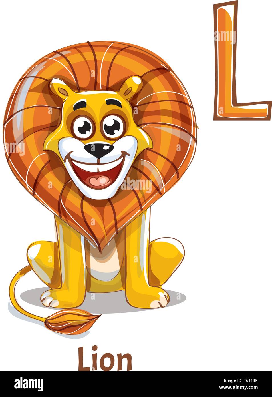 Alphabet letter L. Lion Stock Vector
