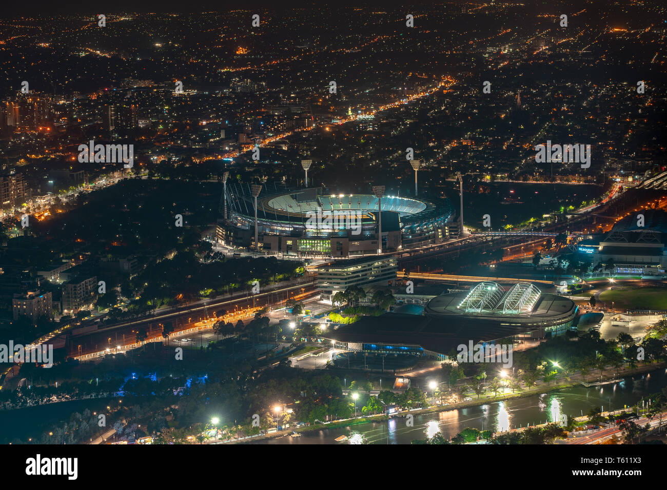 Melbourne Cricket Grounds evening view Stock Photo
