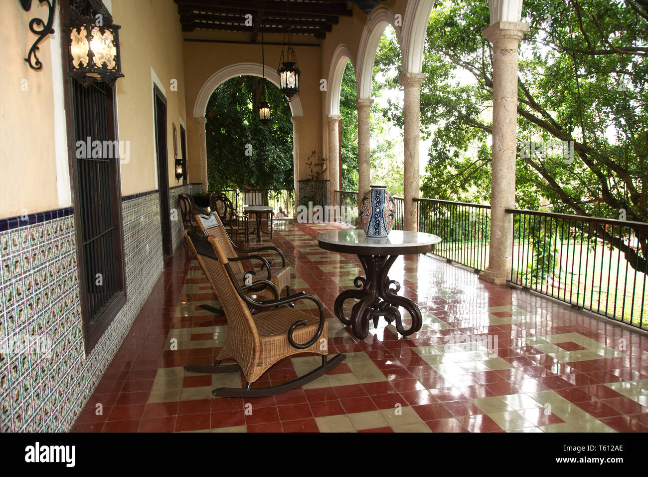 Tecoh, Yucatan, Mexico - 2019: A historic house, the former family home at Hacienda Sotuta de Peon. Stock Photo