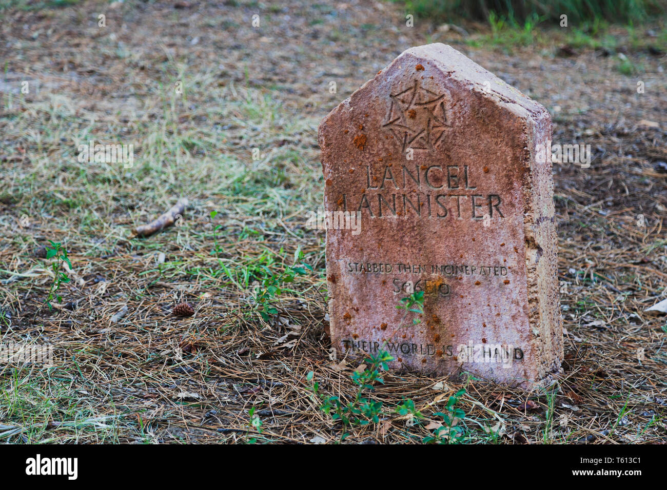 Sydney, Australia - 14 April 2019: Graveyards of Characters from popular TV show Game of Thones. Public  event in Sydney centennial park with free adm Stock Photo
