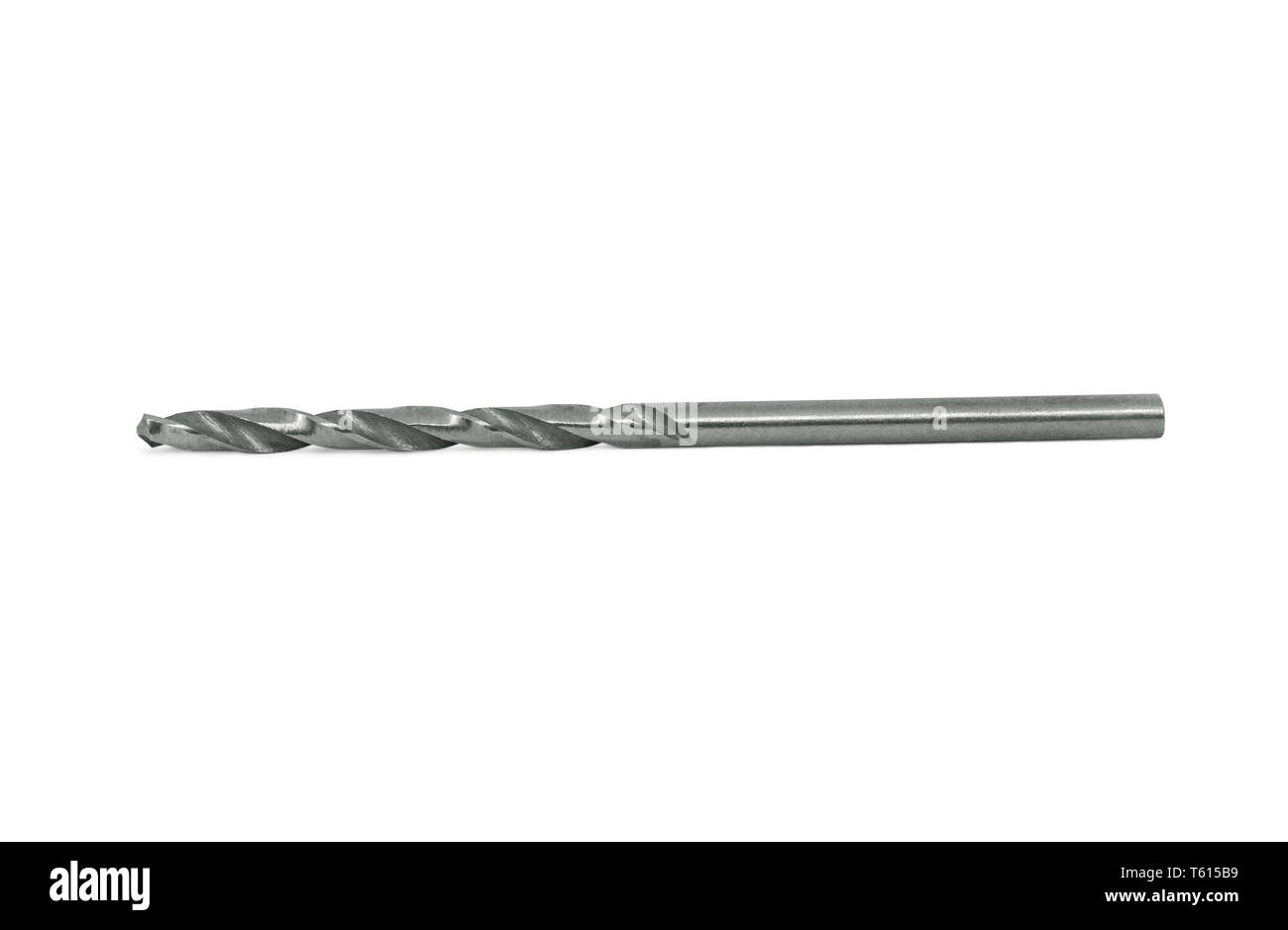 The steel drill bit for metal on the small diameter isolated on white