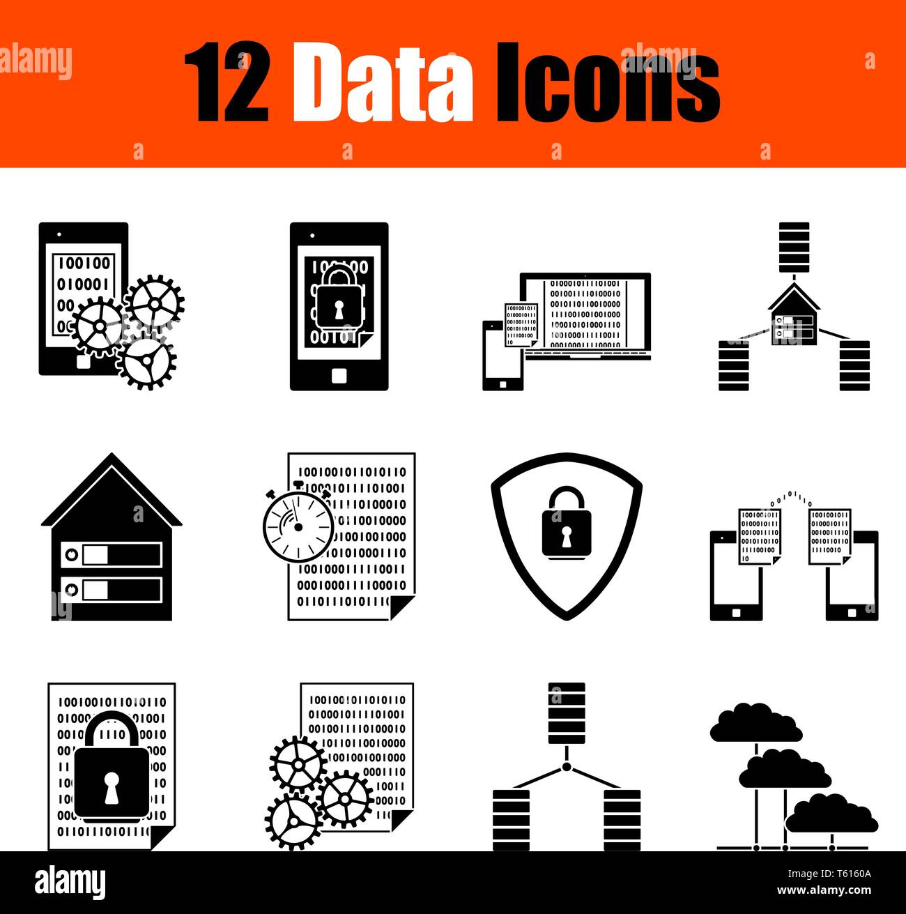 Set of 12 Data Icons. Fully editable vector illustration. Text expanded ...