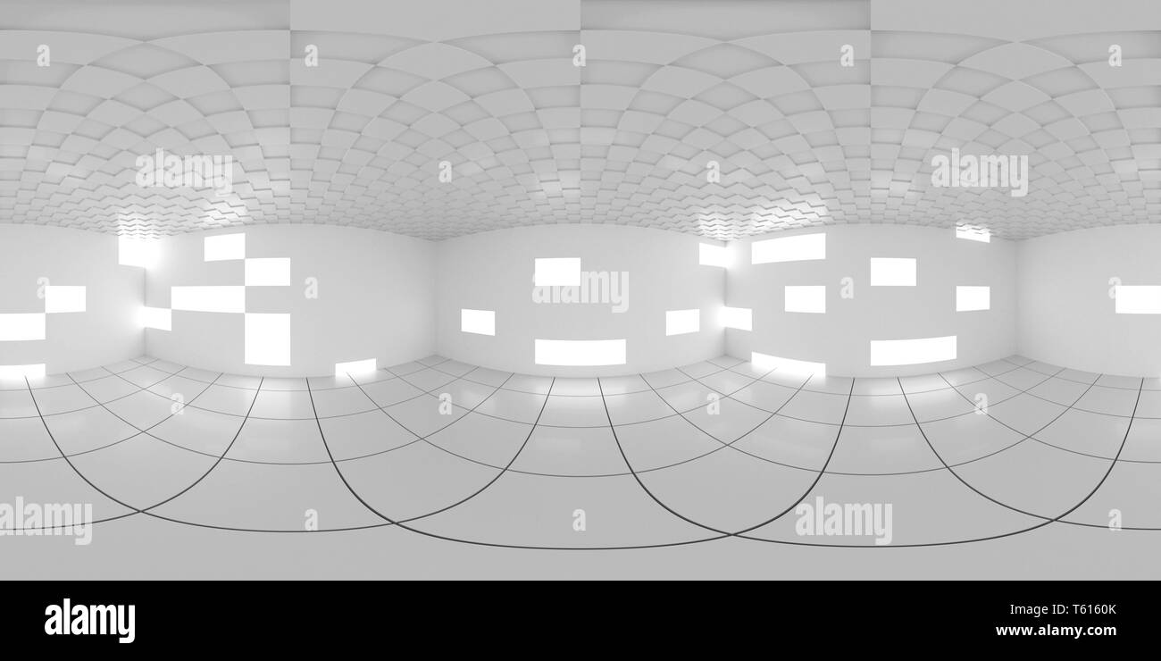 8K HDRI map, spherical environment panorama background, abstract interior light source rendering (3d equirectangular illustration) Stock Photo