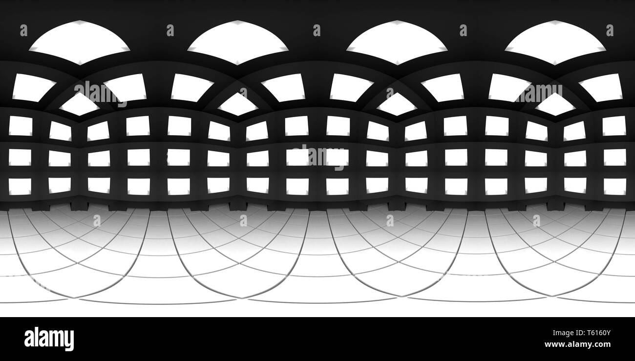 8K HDRI map spherical environment panorama background, abstract interior light source rendering (3d equirectangular illustration) Stock Photo