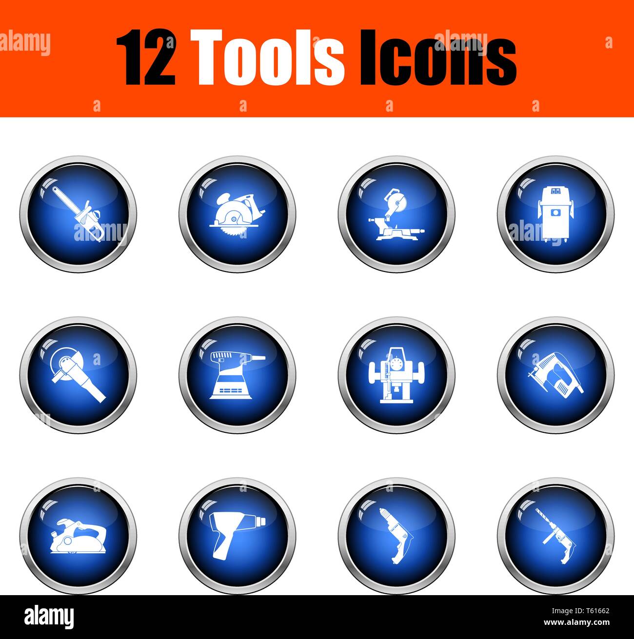 Tools Icon Set. Glossy Button Design. Vector Illustration Stock Vector ...