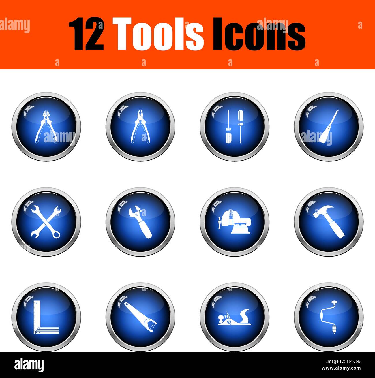 Tools Icon Set. Glossy Button Design. Vector Illustration Stock Vector ...
