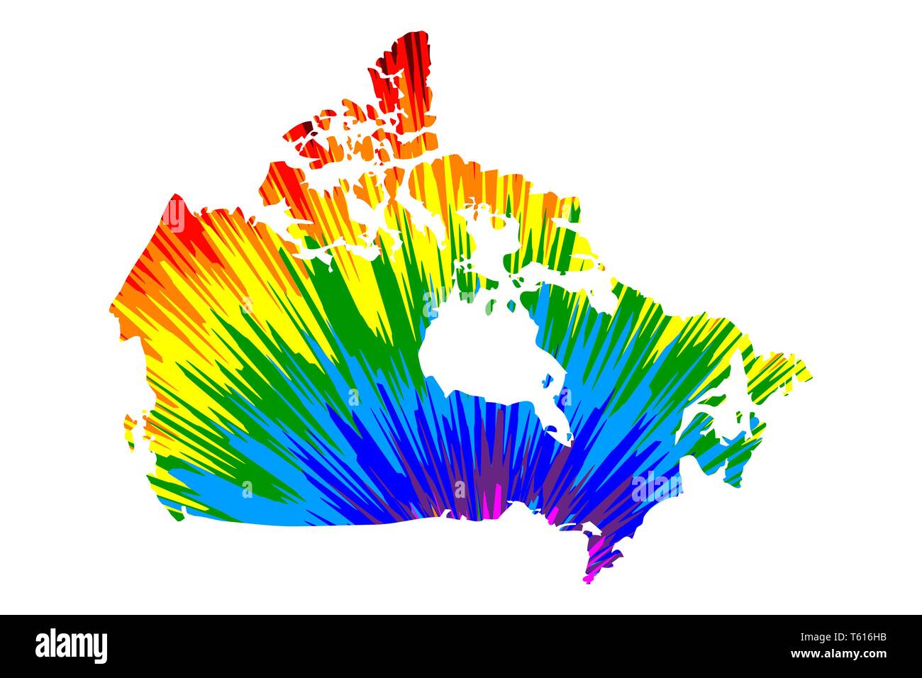Canada - map is designed rainbow abstract colorful pattern, Canada map made of color explosion, Stock Vector
