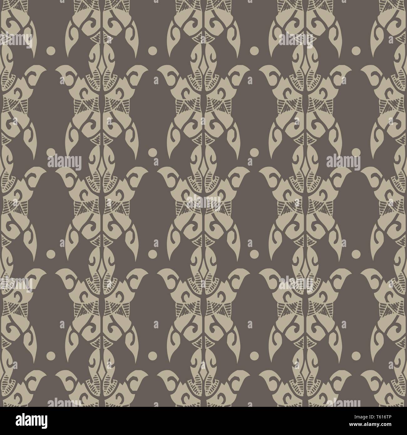 Brown Seamless pattern sea life motif turtles in Maori style 10 eps ...