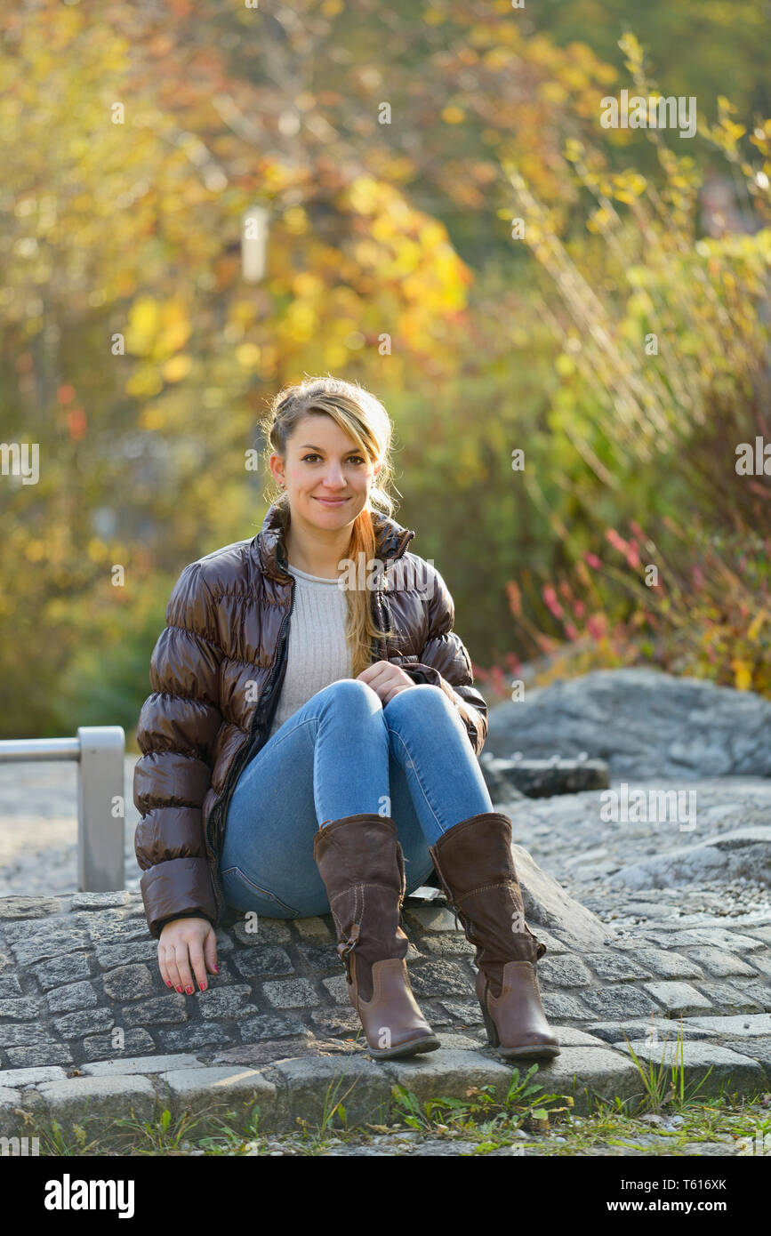 Young woman in autumn Stock Photo
