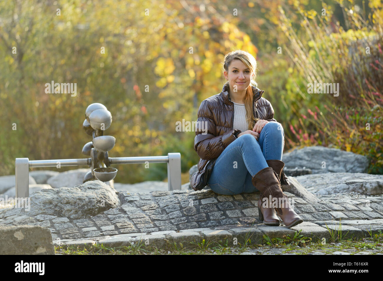 Young woman in autumn Stock Photo