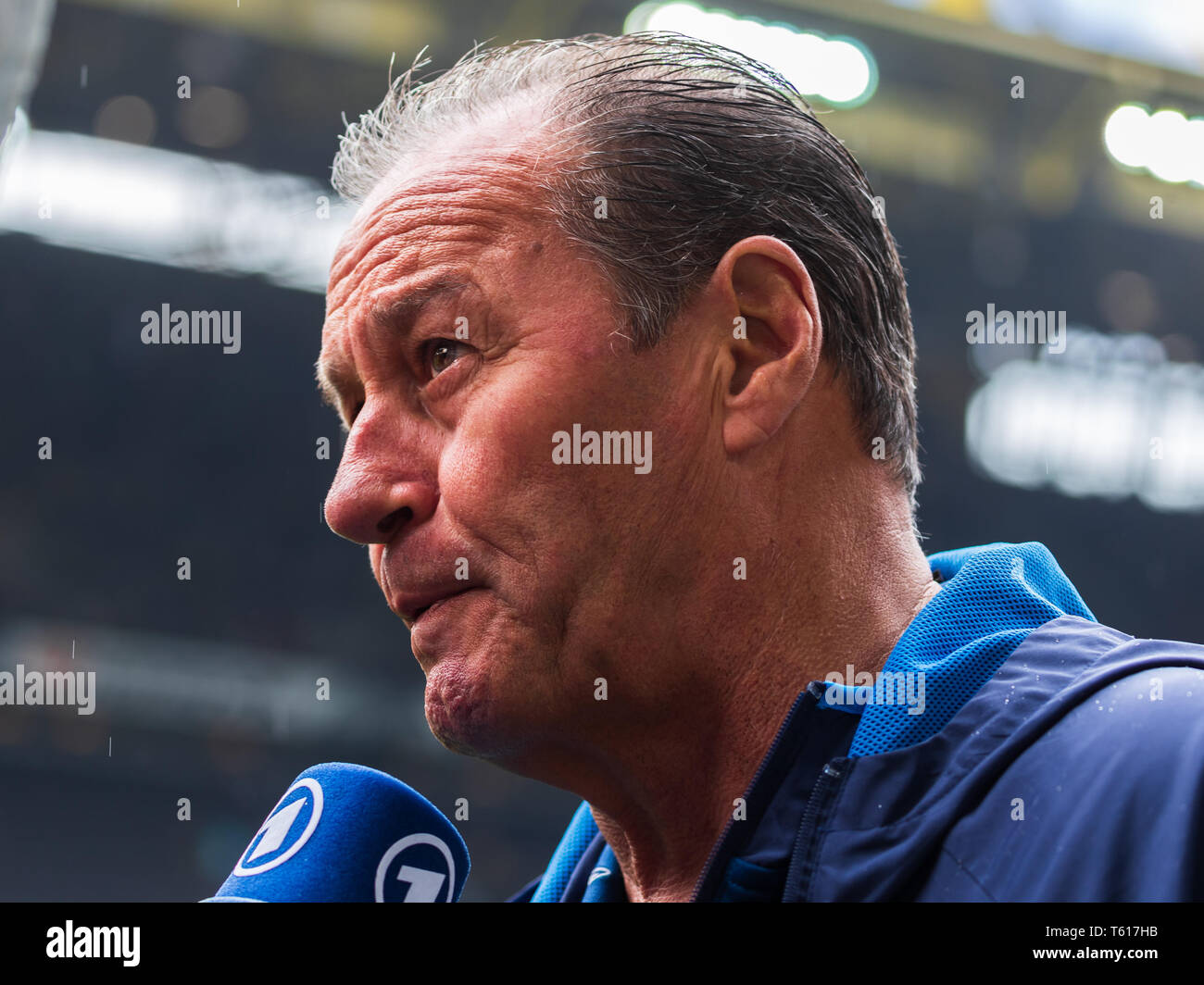 27 april 2019 Dortmund, Germany Soccer German Bundesliga Borussia Dortmund v Schalke 04   L-R Huub Stevens coach (Schalke 04) Stock Photo