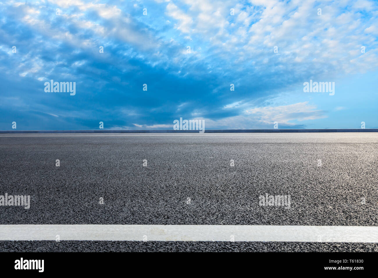 Empty asphalt road ground and blue sky with white clouds scene Stock ...
