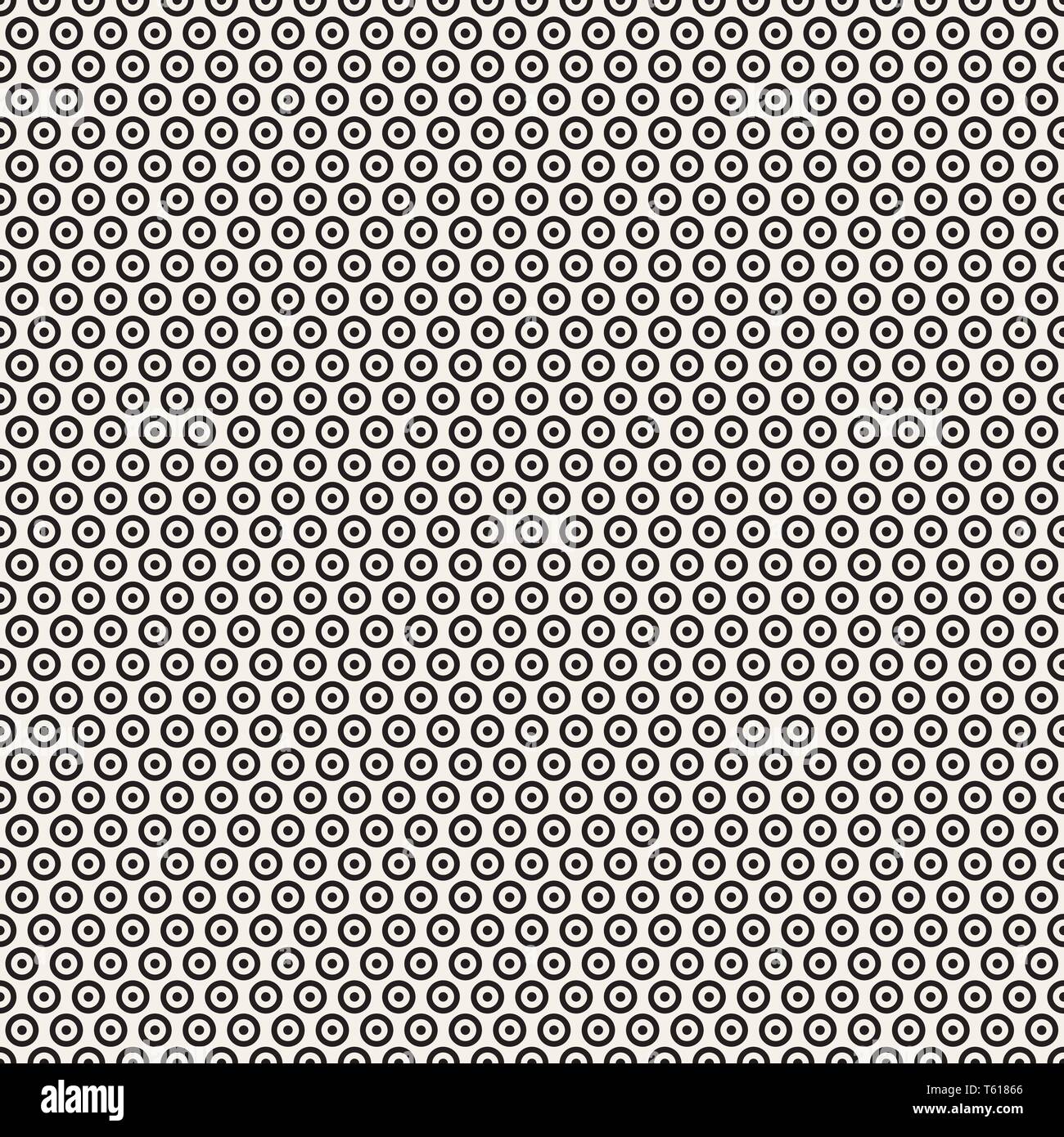 Circles seamless pattern. Wrapper vintage. Endless decorative linear round texture. Black white version. Vector illustration for your design. Stock Vector