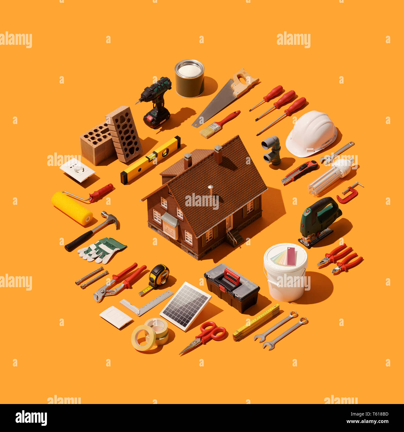 Home renovation remodeling and DIY model house isometric tools and equipment for construction and repair Stock Photo Alamy