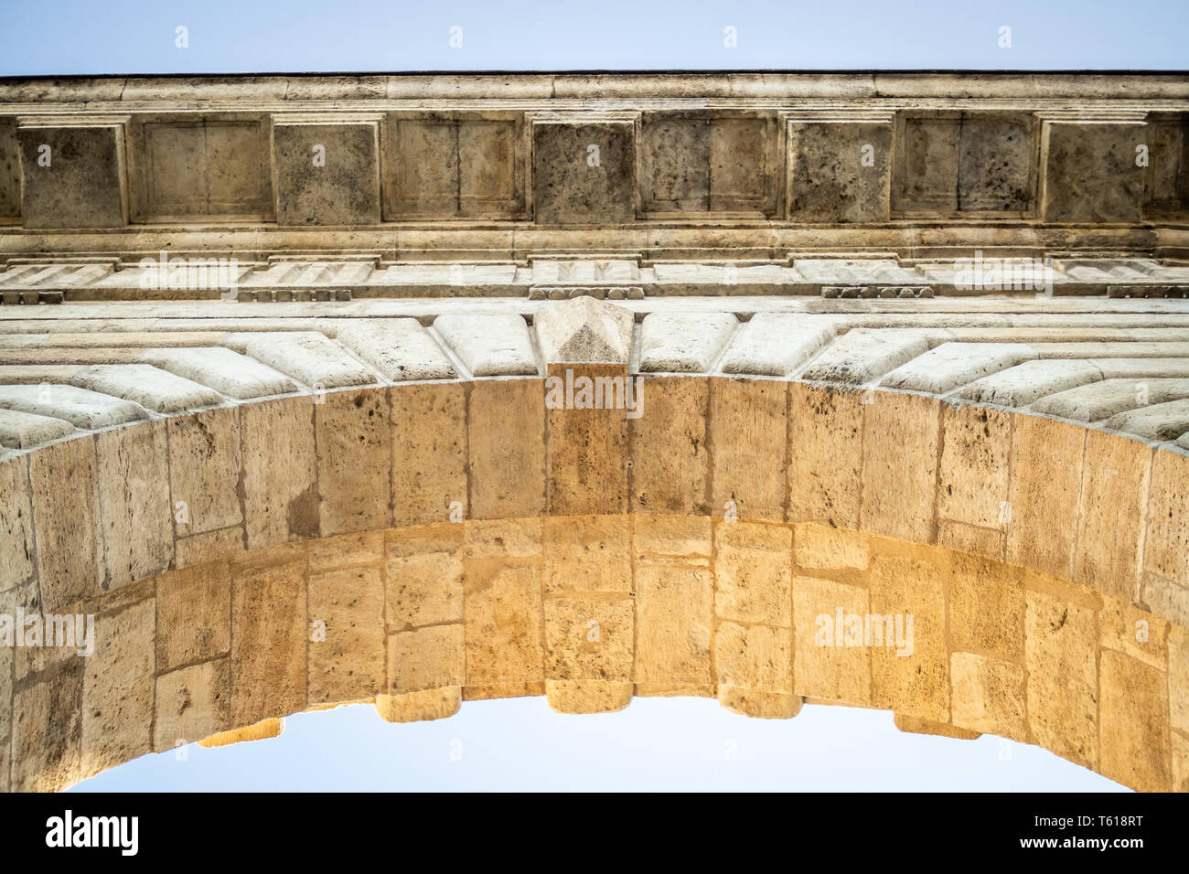 Close-up on the gate of the Quai de la Monnaie in Bordeaux, France, French Architecture Stock Photo
