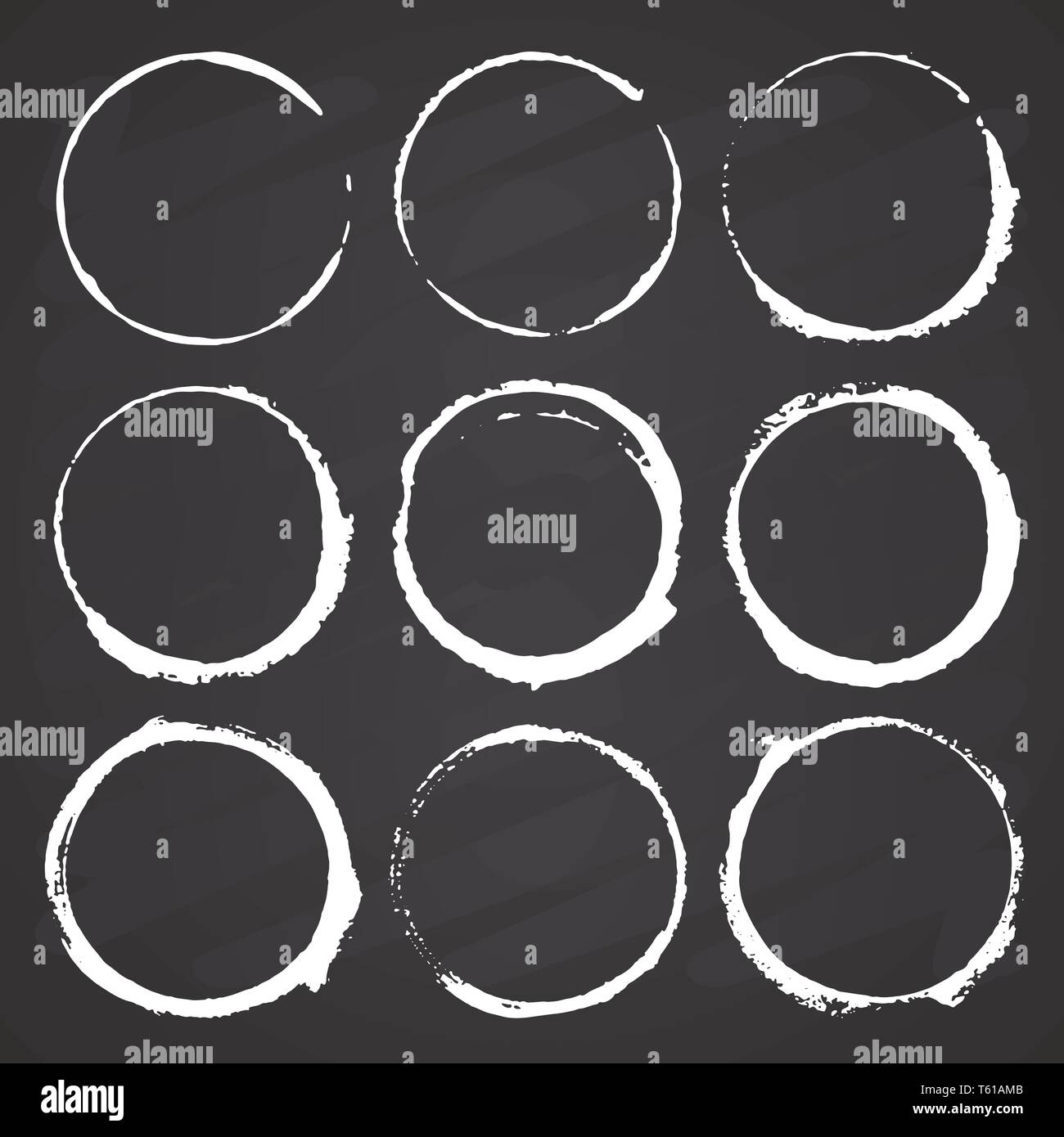 Round Frames, grunge textured hand drawn elements set, vector ...