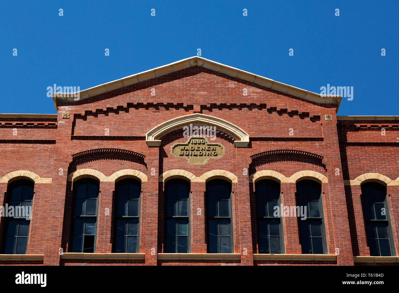 The Wagener Building in Charleston, South Carolina, USA. The building has a brickwork facade. Stock Photo