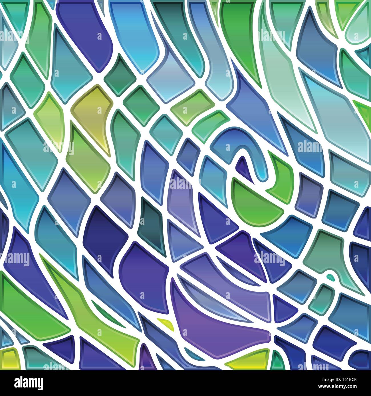 abstract vector stained-glass mosaic background - blue and green Stock ...