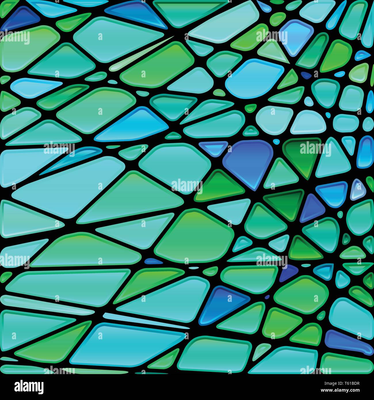 abstract vector stained-glass mosaic background - blue and green Stock ...