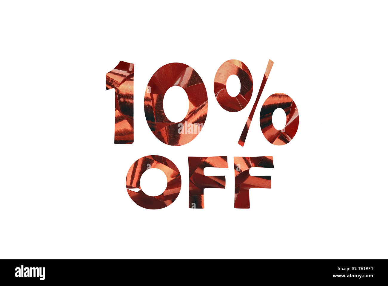 Symbol for 10 percent discount with the text 10% off Stock Photo