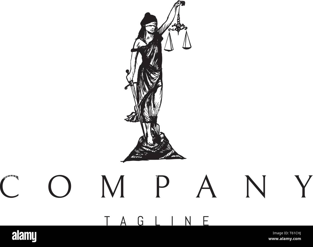 Lady Justice Statue Black vector logo 2 design Stock Vector Image & Art