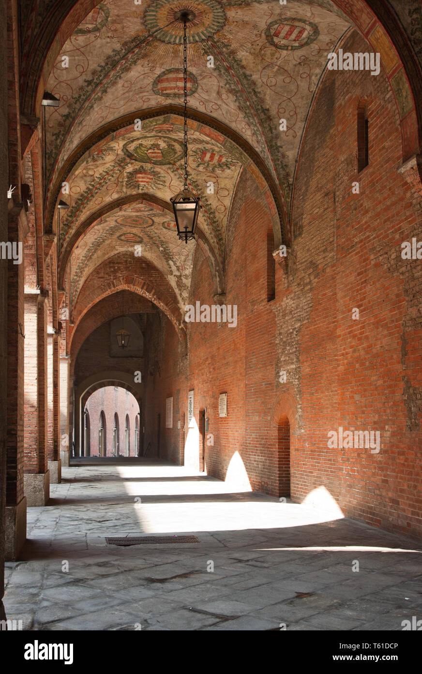 Cremona: portico interno del Palazzo del Comune.  [ENG]   Cremona: internal porch of the Palazzo del Comune (Town Hall Palace). Stock Photo