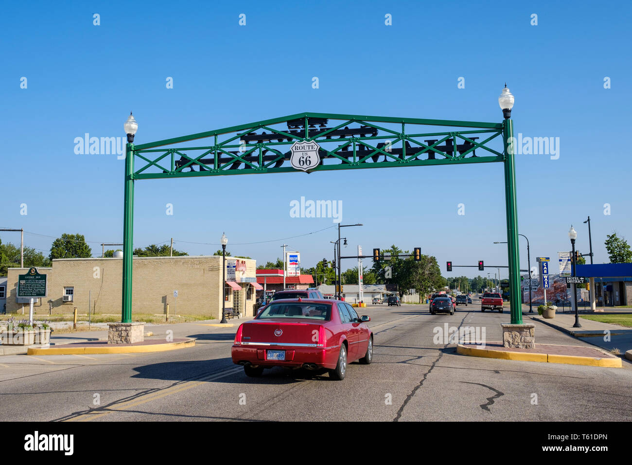 Downtown Miami, Oklahoma, sign on U.S. Route 66 Stock Photo Alamy