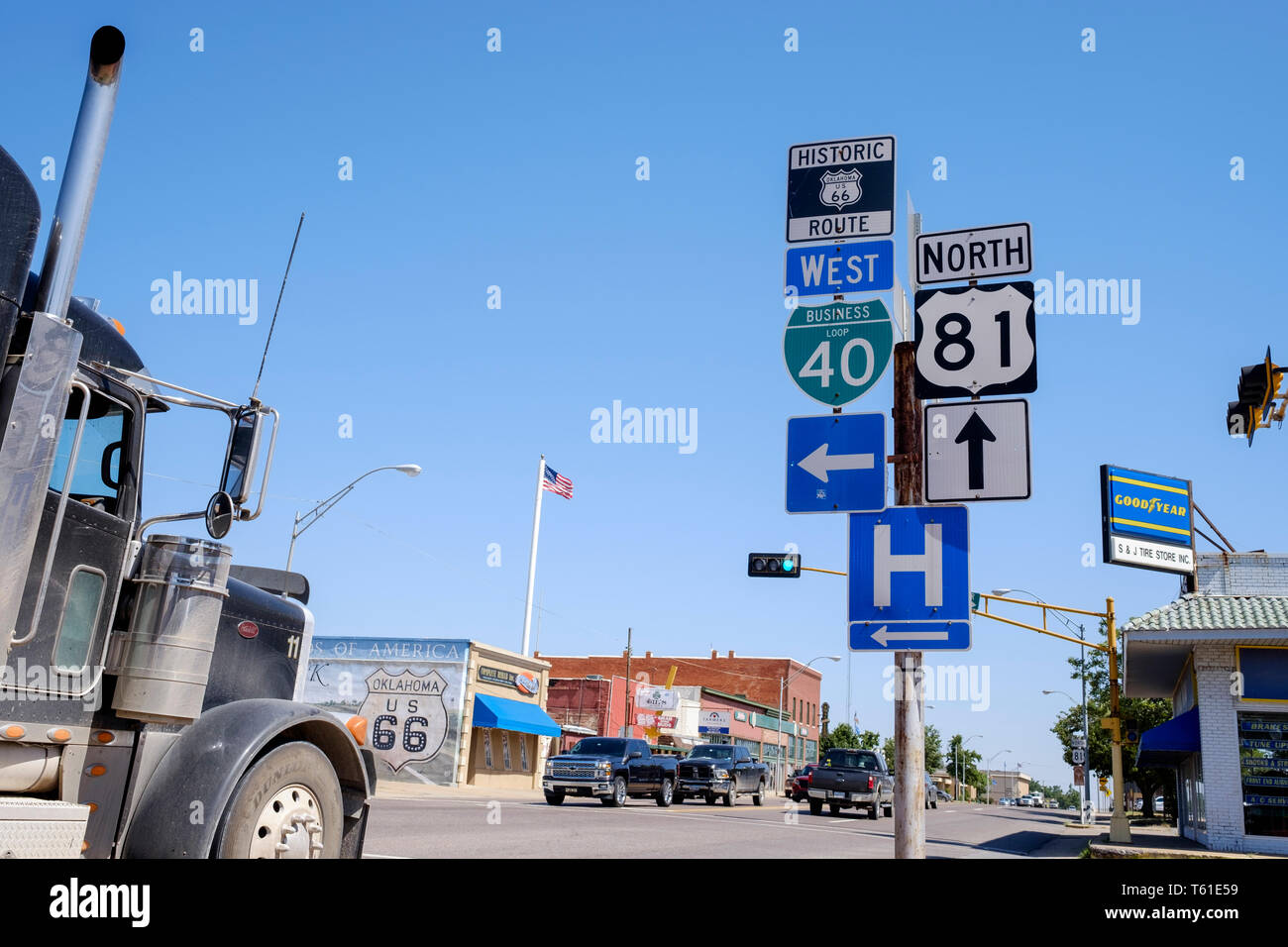 Historic U.S. Route 66 traffic sign among others in Oklahoma, USA Stock  Photo - Alamy