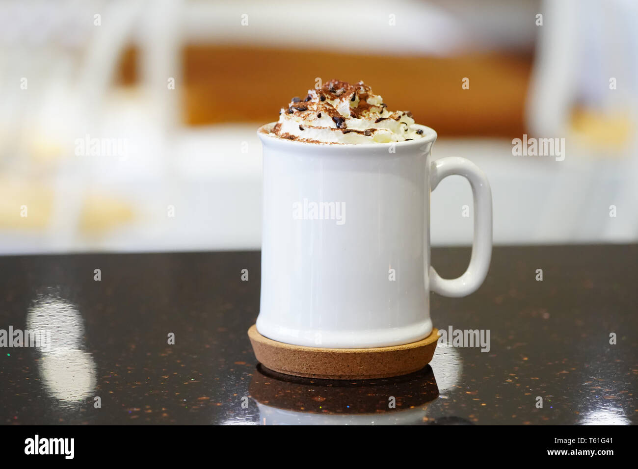 Download White Coffee Cup And Whip Cream On Top Stock Photo Alamy