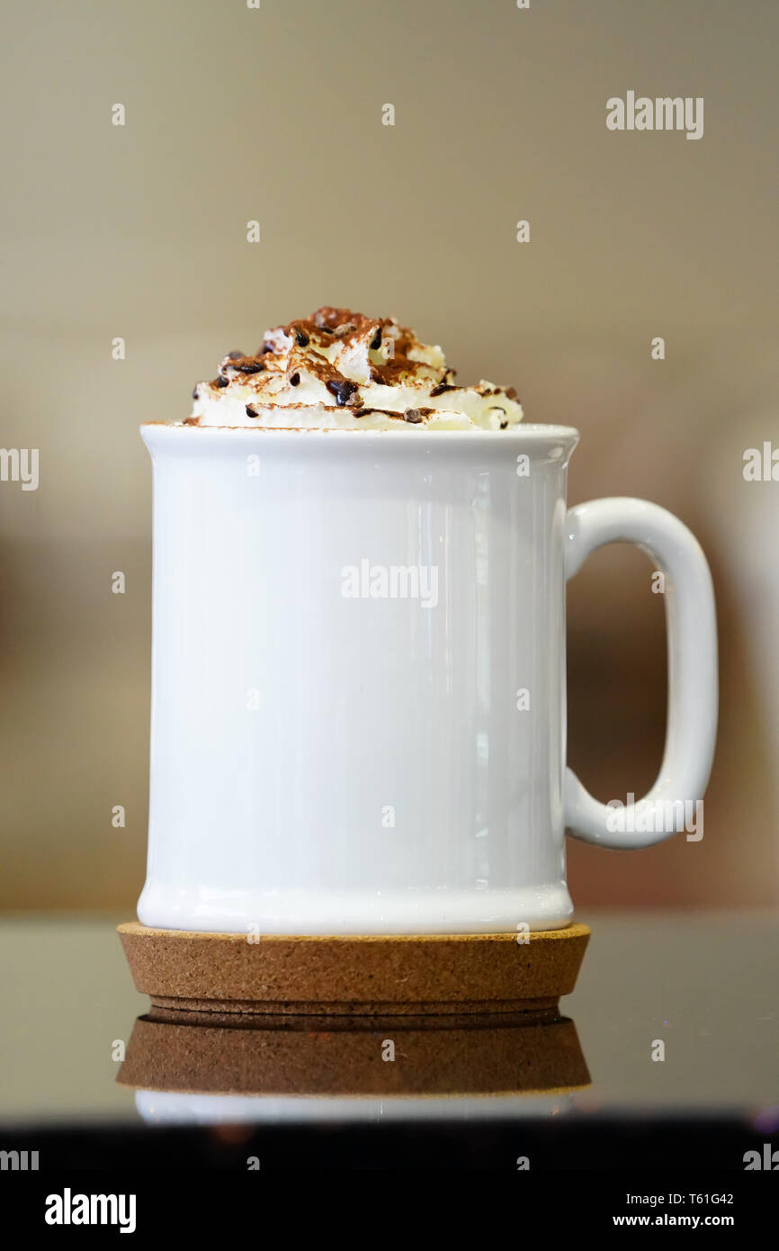 Download White Coffee Cup And Whip Cream On Top Stock Photo Alamy