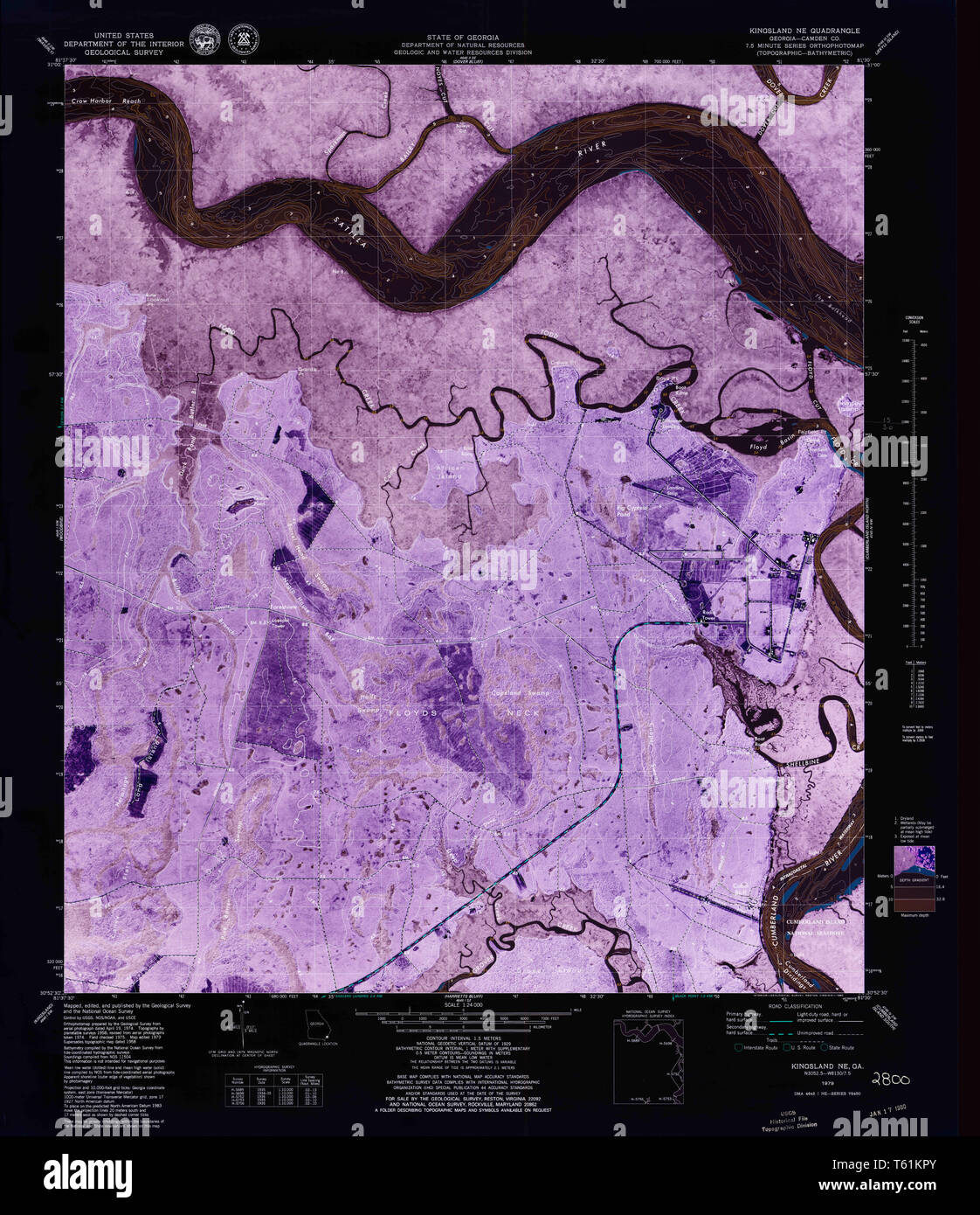 Usgs Topo Map Georgia Ga Kingsland Ne 246098 1979 24000 Inverted Restoration T61KPY 