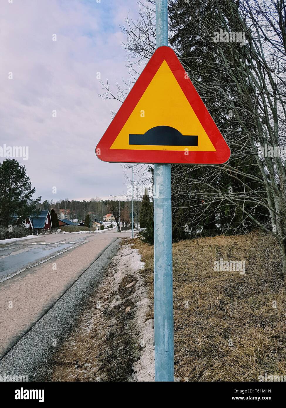 It´s a bumpy road. Traffic sign bumpy road Stock Photo