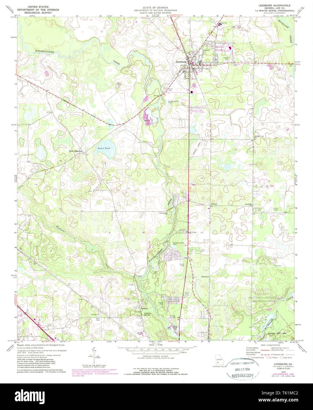 USGS TOPO Map Georgia GA Leesburg 246154 1973 24000 Restoration Stock Photo