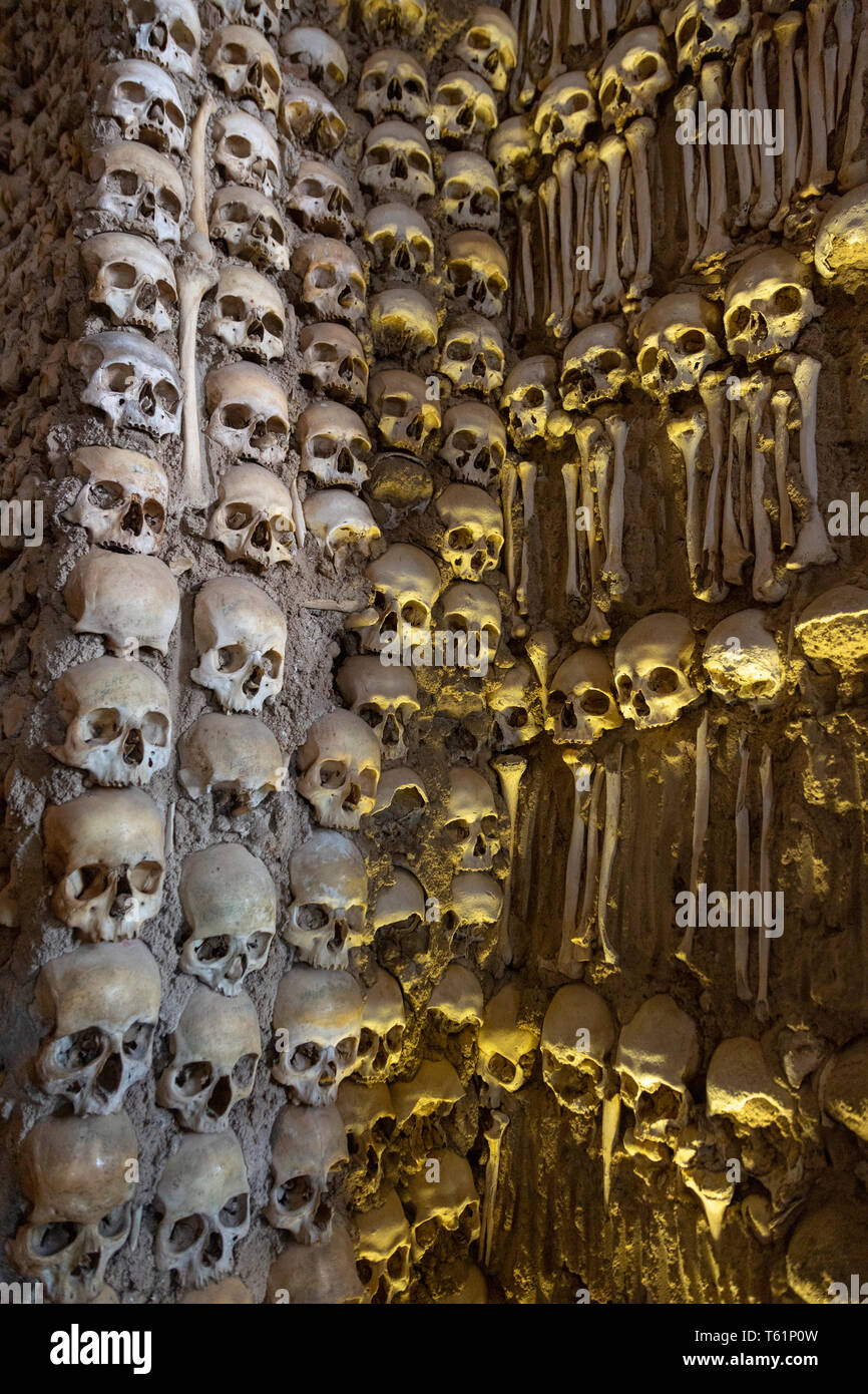 The Chapel of Bones, Capela dos Ossos, city of Evora, Alto Alentejo, Portugal, southern Europe Stock Photo