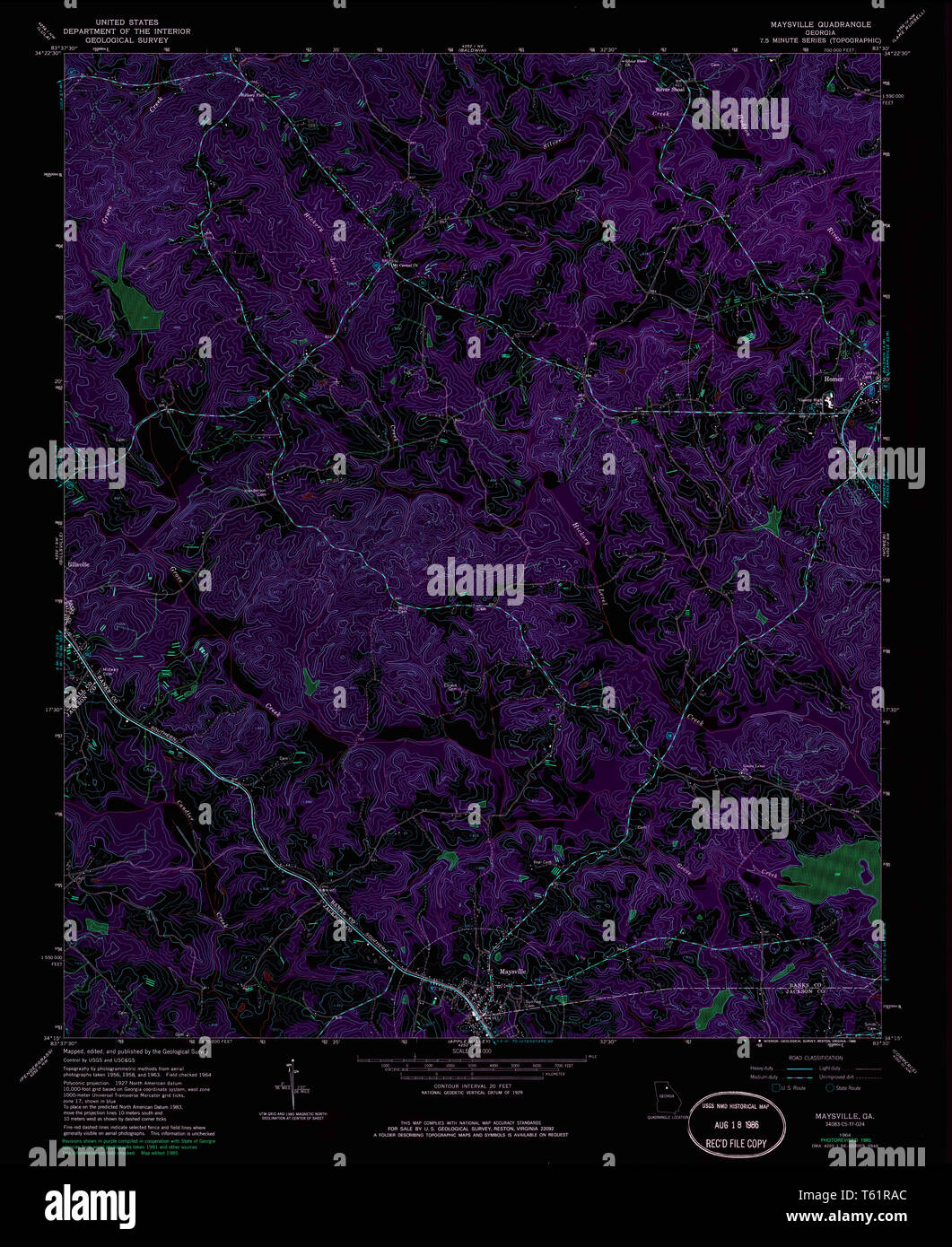 USGS TOPO Map GA Maysville 246324 1964 24000 Inverted
