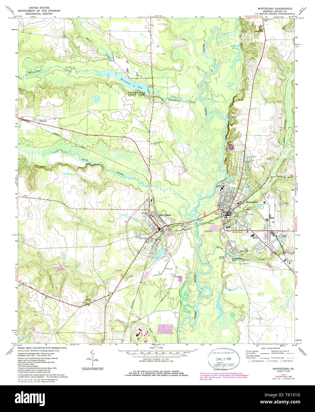 USGS TOPO Map GA Montezuma 246415 1971 24000 Restoration Stock