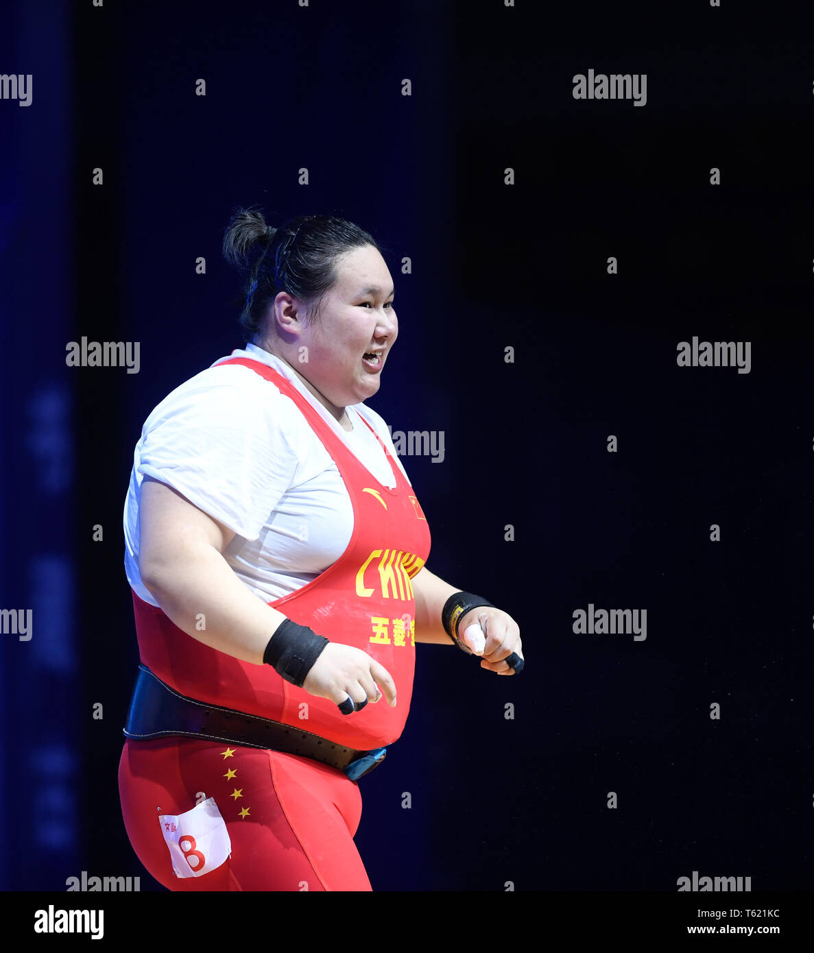 Ningbo China S Zhejiang Province 28th Apr 2019 Li Wenwen Celebrates After The Women S Weightlifting 87kg Event At The Asian Weightlifting Championships In Ningbo East China S Zhejiang Province April 28 2019 Li Wenwen