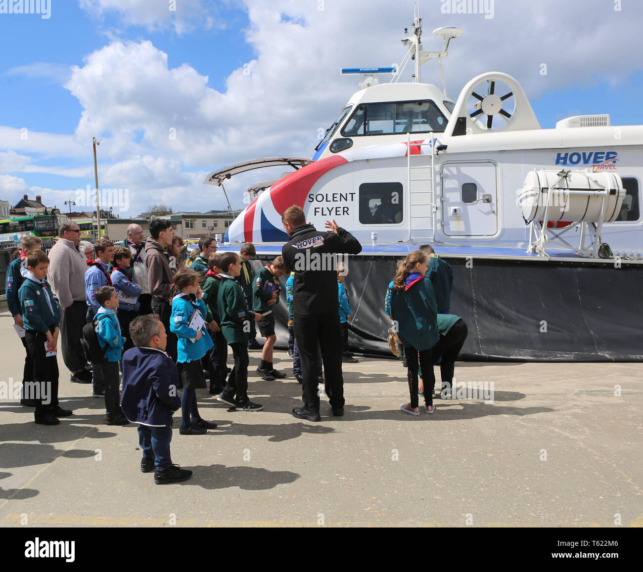 Isle of Wight, UK. 28th Apr 2019. Actor Warwick Davis flew in from filming  in the USA with Angelina Jolie to meet Scouts on the Isle of Wight, in his  role as