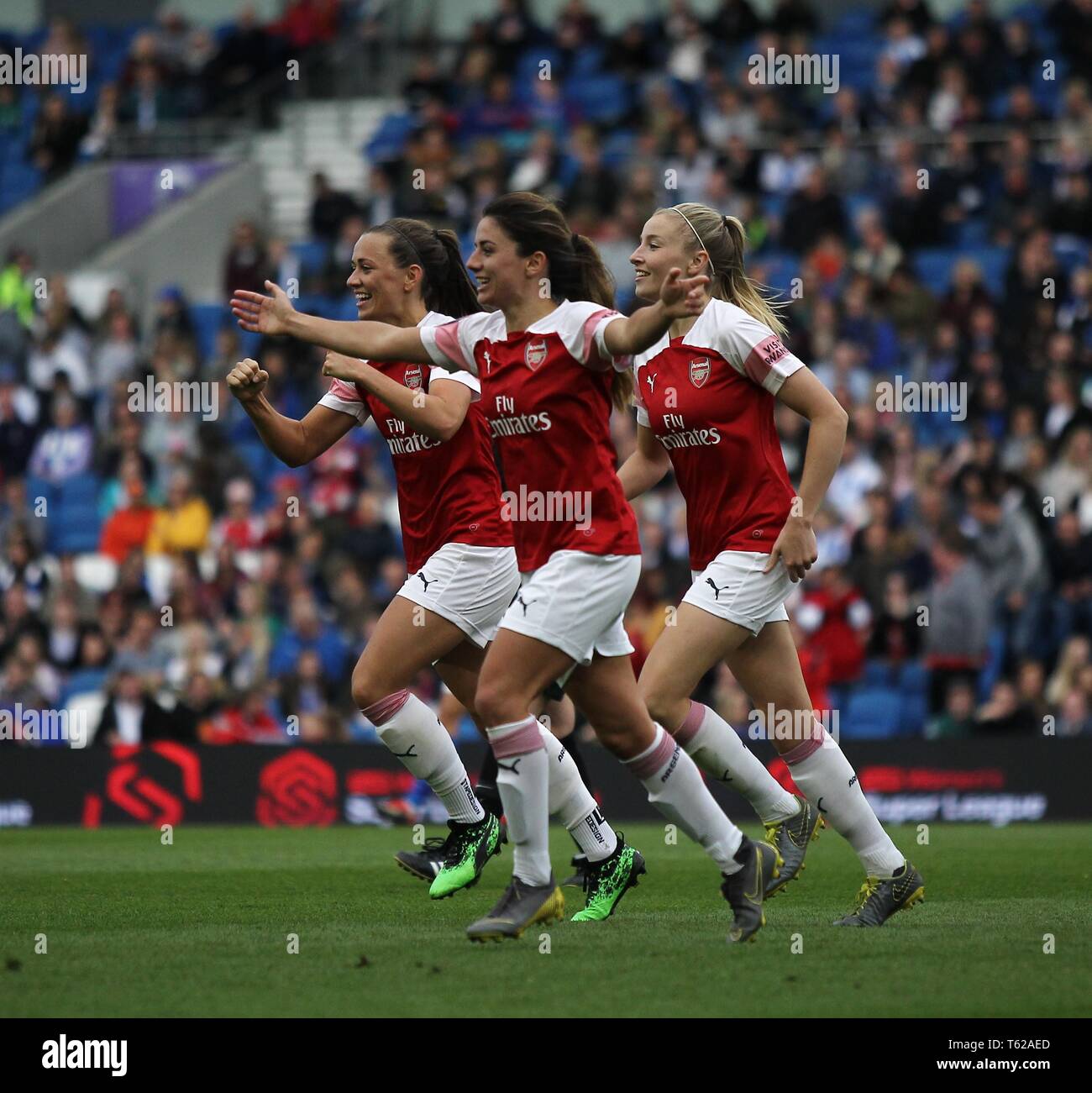 Brighton, UK. 28th April 2019.  Danielle van de Donk of Arsenal celebrate her goal during Women's Super League match between Brighton and Albion Hove and Arsenal at Amex stadium, Brighton on 28 Apr 2019 in Brighton, England Credit: Action Foto Sport/Alamy Live News Stock Photo