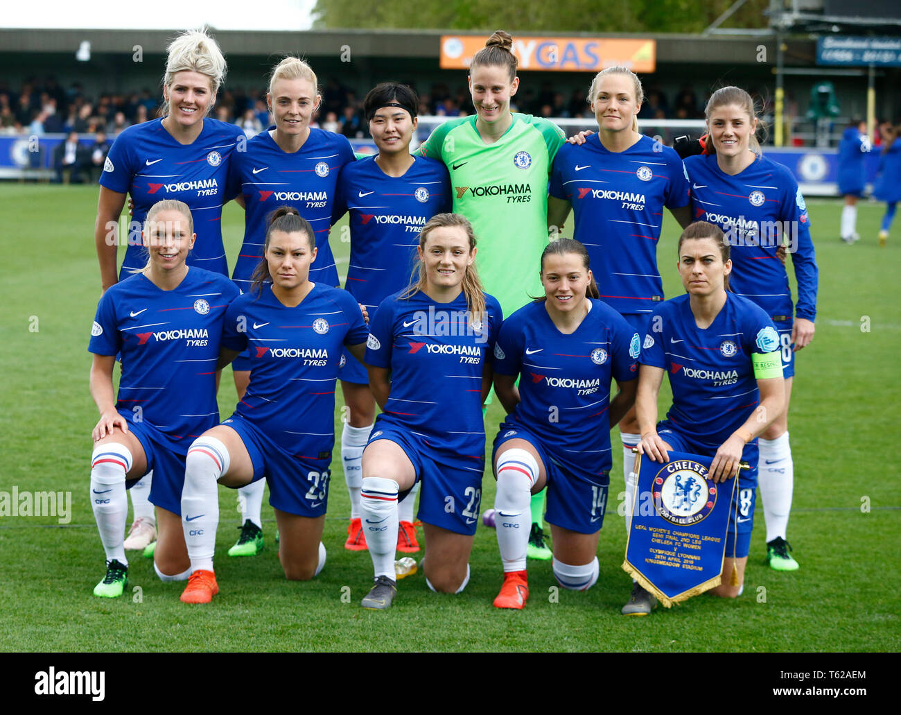 London, UK. 28th Apr, 2019.  Chelsea Team shoot during Women's Champions League Semi-Final 2nd Leg  between Chelsea FC Women and Lyon FŽminines at The Cherry Red Records stadium , Kingsmeadow, England on 28 Apr 2019. Credit Action Foto Sport Credit: Action Foto Sport/Alamy Live News Stock Photo