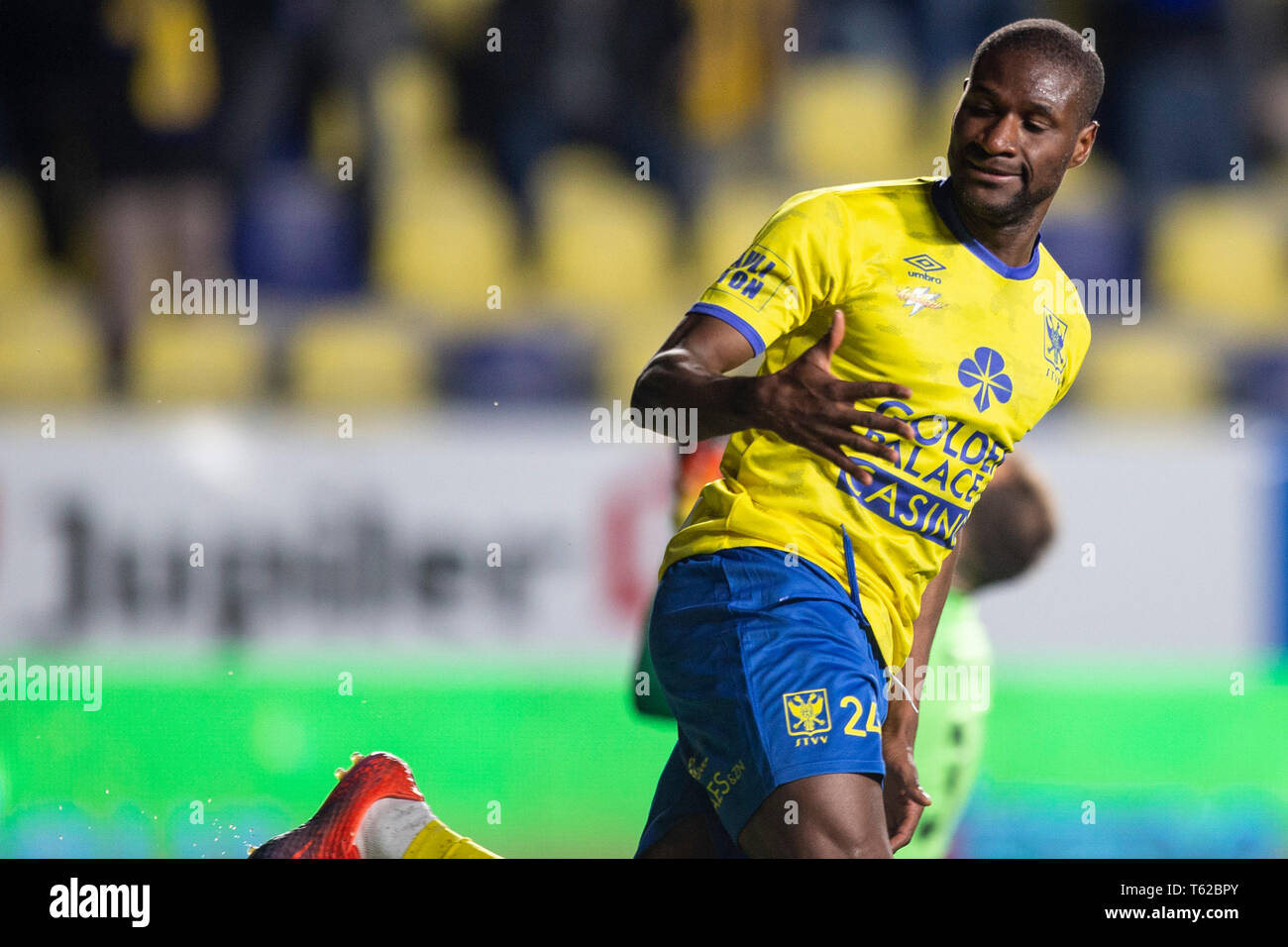 Sint Truiden Belgium April 28 Mamadou Sylla Of Stvv In Action The Jupiler Pro League Play