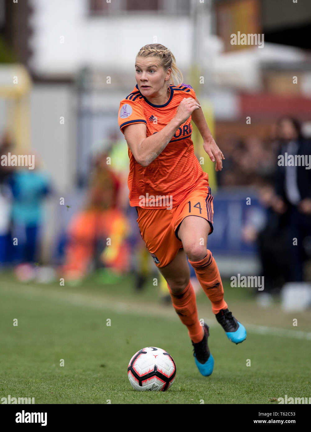 Kingston, UK. 28th Apr, 2019. Ada Hegerberg of Olympique Lyonnais Feminin  (FC Lyon) during the UEFA Women's Champions League semi-final 2nd leg match  between Chelsea Women and Olympique Lyonnais Feminin at the