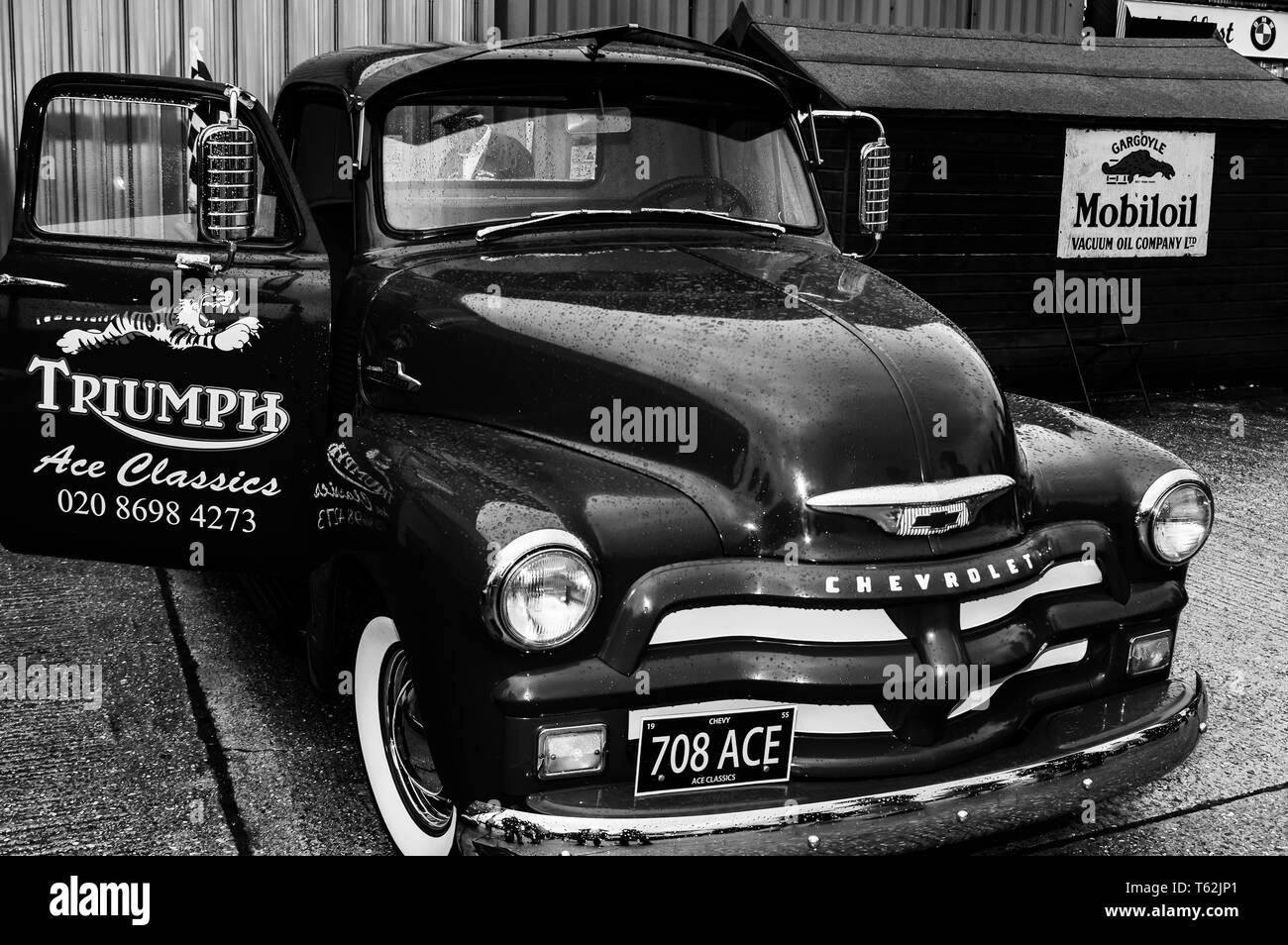 A 1955 Chevrolet Pick up truck on static display at Goodwood Revival 2017 Stock Photo