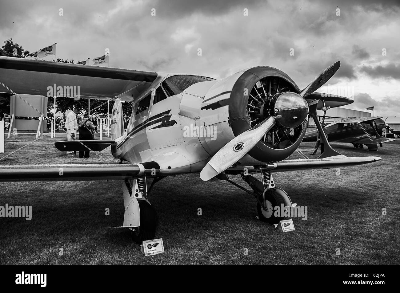 A 1937 Beech D17-S Staggerwing on static display at Goodwood Revival 2017 Stock Photo