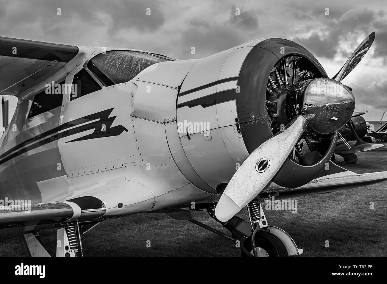 A 1937 Beech D17-S Staggerwing on static display at Goodwood Revival 2017 Stock Photo
